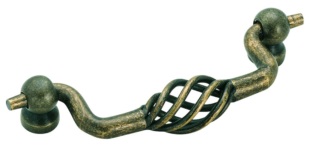 Weathered Brass Drop Pull 3 3/4"