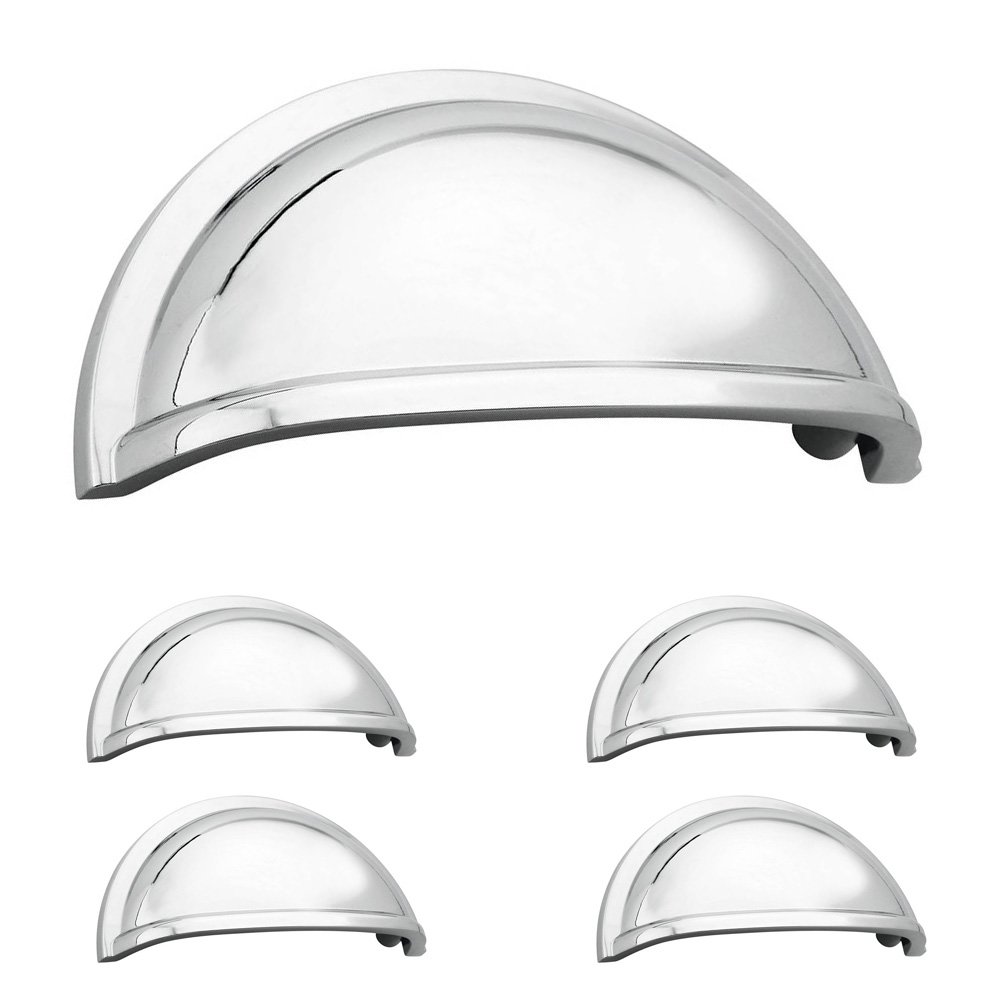 5 Pack of 3" Centers Allison Cup Pull in Polished Chrome