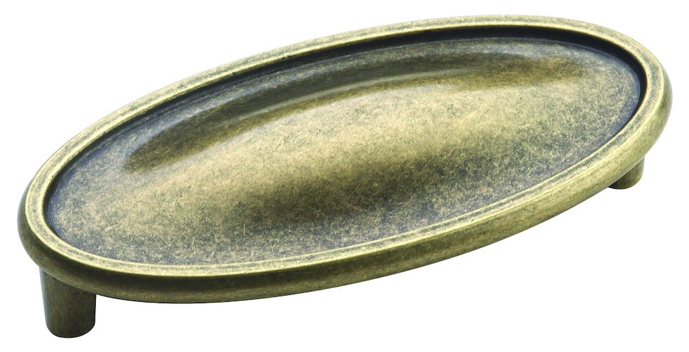 Weathered Brass 3" (76mm) Centers Cup Pull Weathered Brass