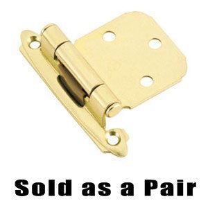 Self Closing Face Mount Overlay Variable Hinge (Pair) in Bright Brass