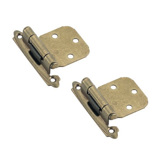 Self Closing Face Mount Overlay Variable Hinge (Pair) in Burnished Brass