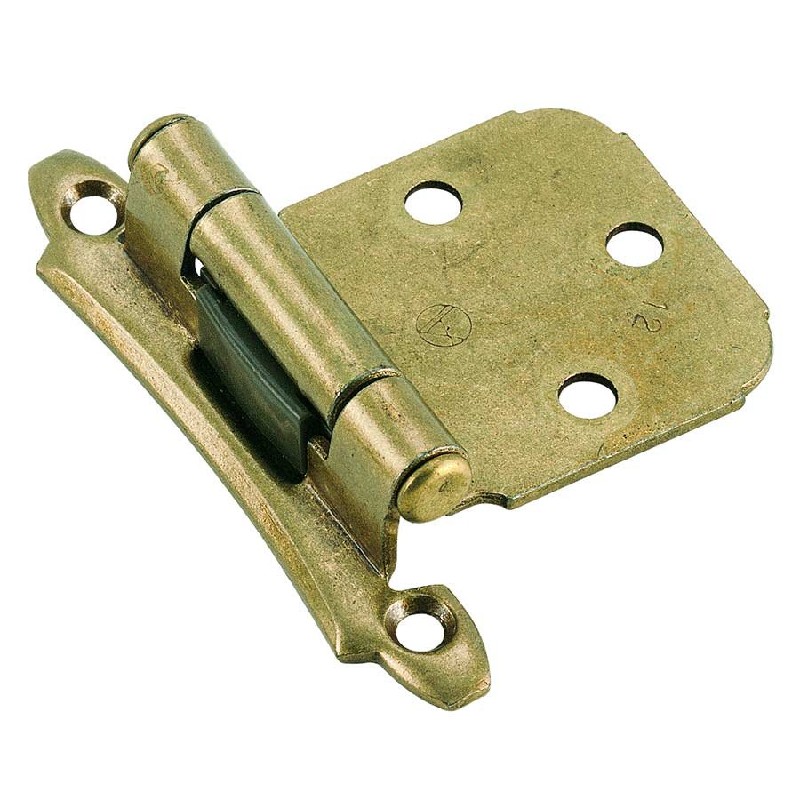 Self Closing Face Mount Variable Overlay Hinge (Pair) in Burnished Brass