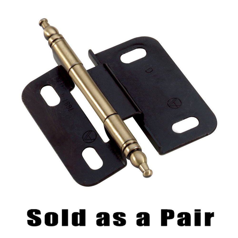 3/8" Offset Non Mortise Hinge (Pair) in Antique Brass