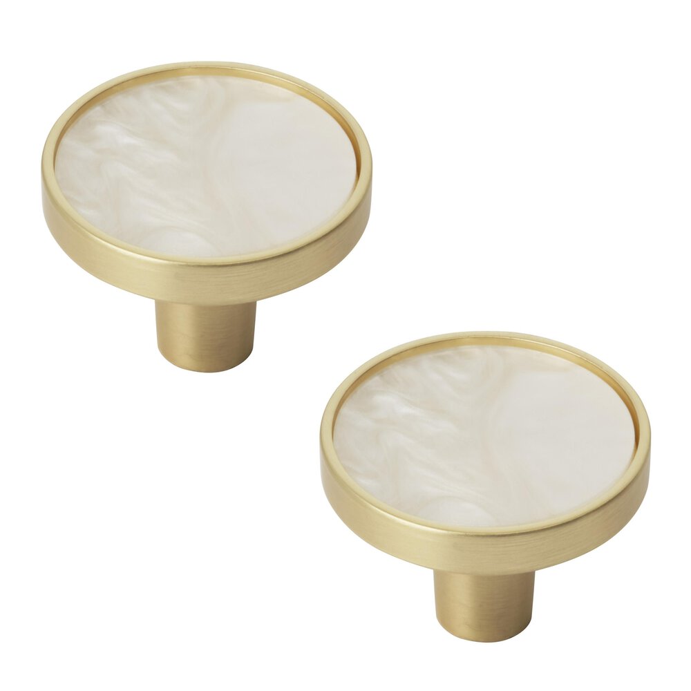 1-1/4 Inch (32Mm) Diameter Gold/Mother Of Pearl Cabinet Knob  (Sold As A Pair)