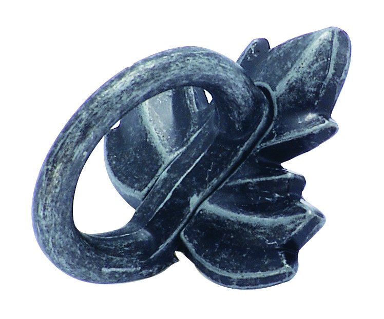 Wrought Iron Dark Leaf Ring Knob 1 1/2" (38mm)