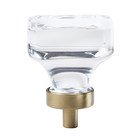 1 3/8" Square Knob in Clear Glass/Golden Champagne
