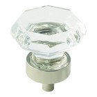 1 5/16" Diameter Glass Knob in Polished Nickel with Clear Glass
