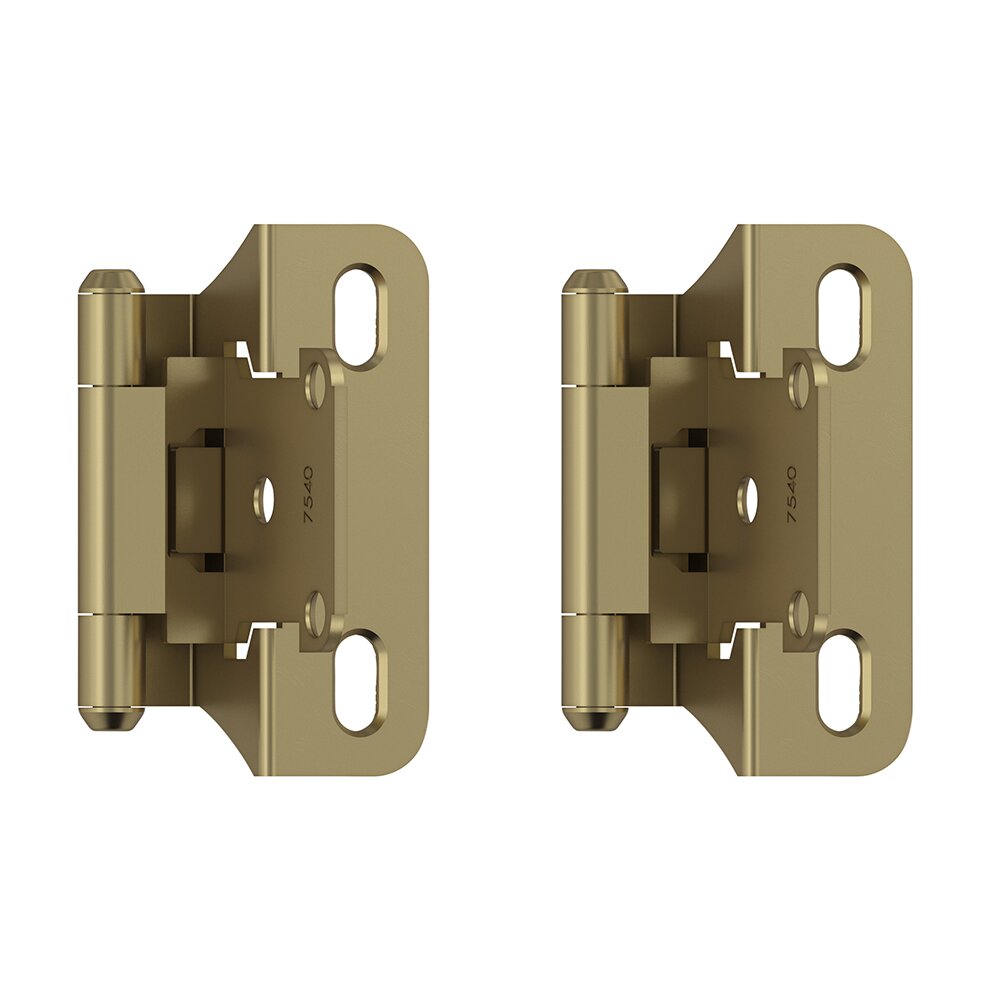 1/4" (6 mm) Overlay Self Closing Partial Wrap Cabinet Hinge (Pair) in Golden Champagne