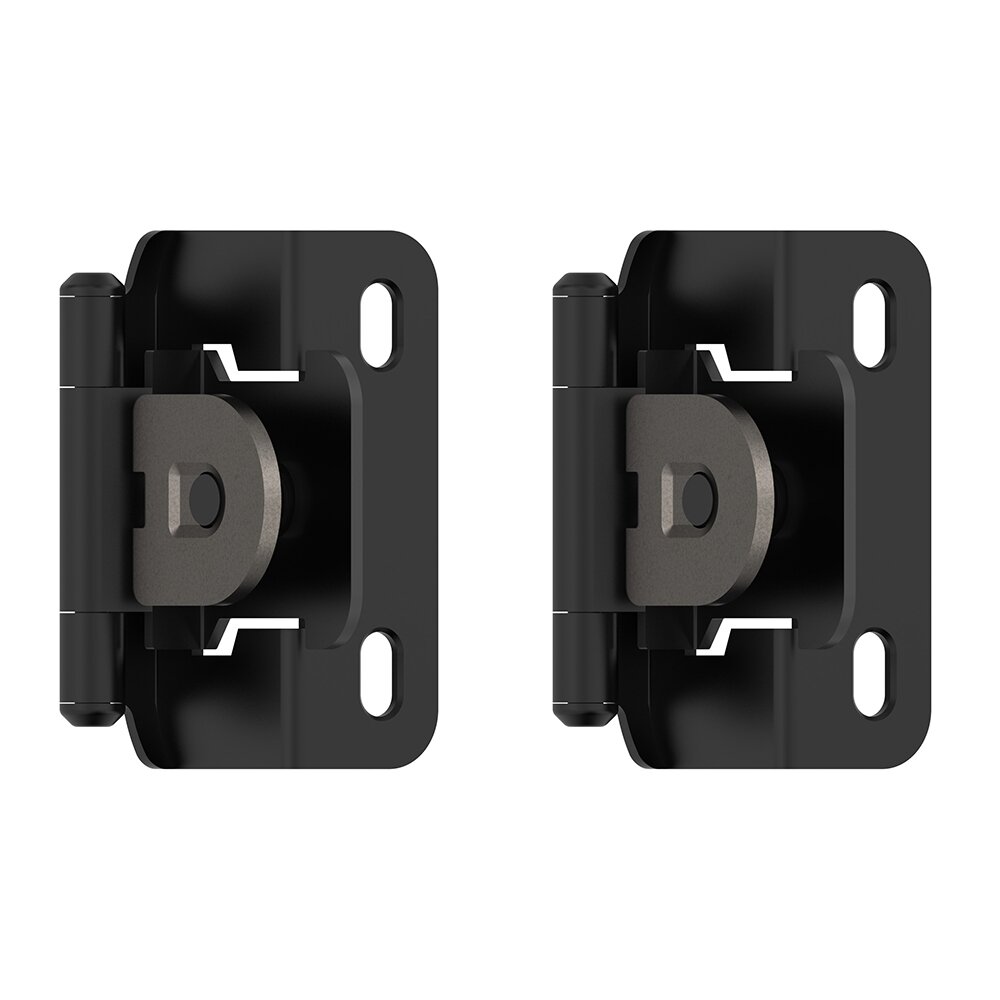 1/2" (13 mm) Overlay Single Demountable Partial Wrap Cabinet Hinge (Pair) in Matte Black