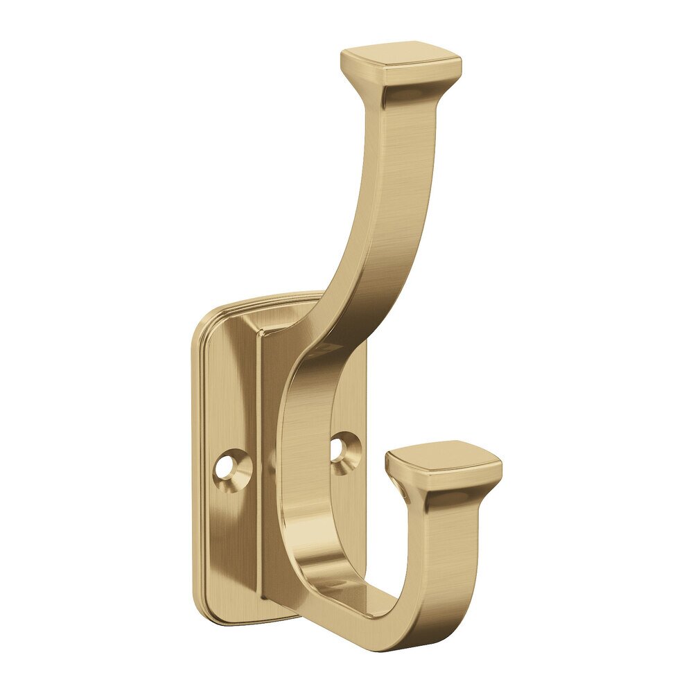 Alder Double Prong Wall Hook in Champagne Bronze