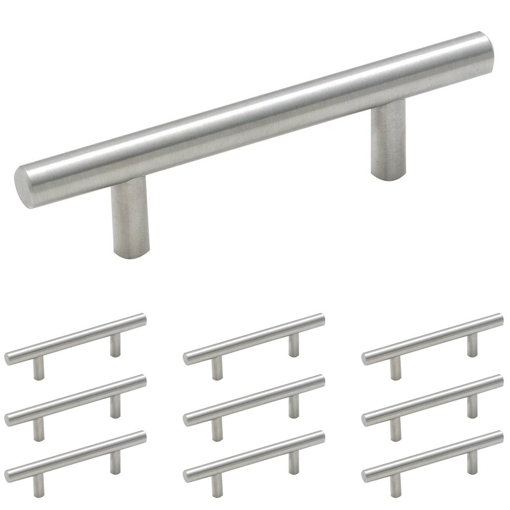 10 Pack of 3" Centers Carbon Steel Bar Pull in Sterling Nickel