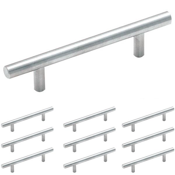 10 Pack of 3 3/4" Centers Carbon Steel Bar Pull in Sterling Nickel