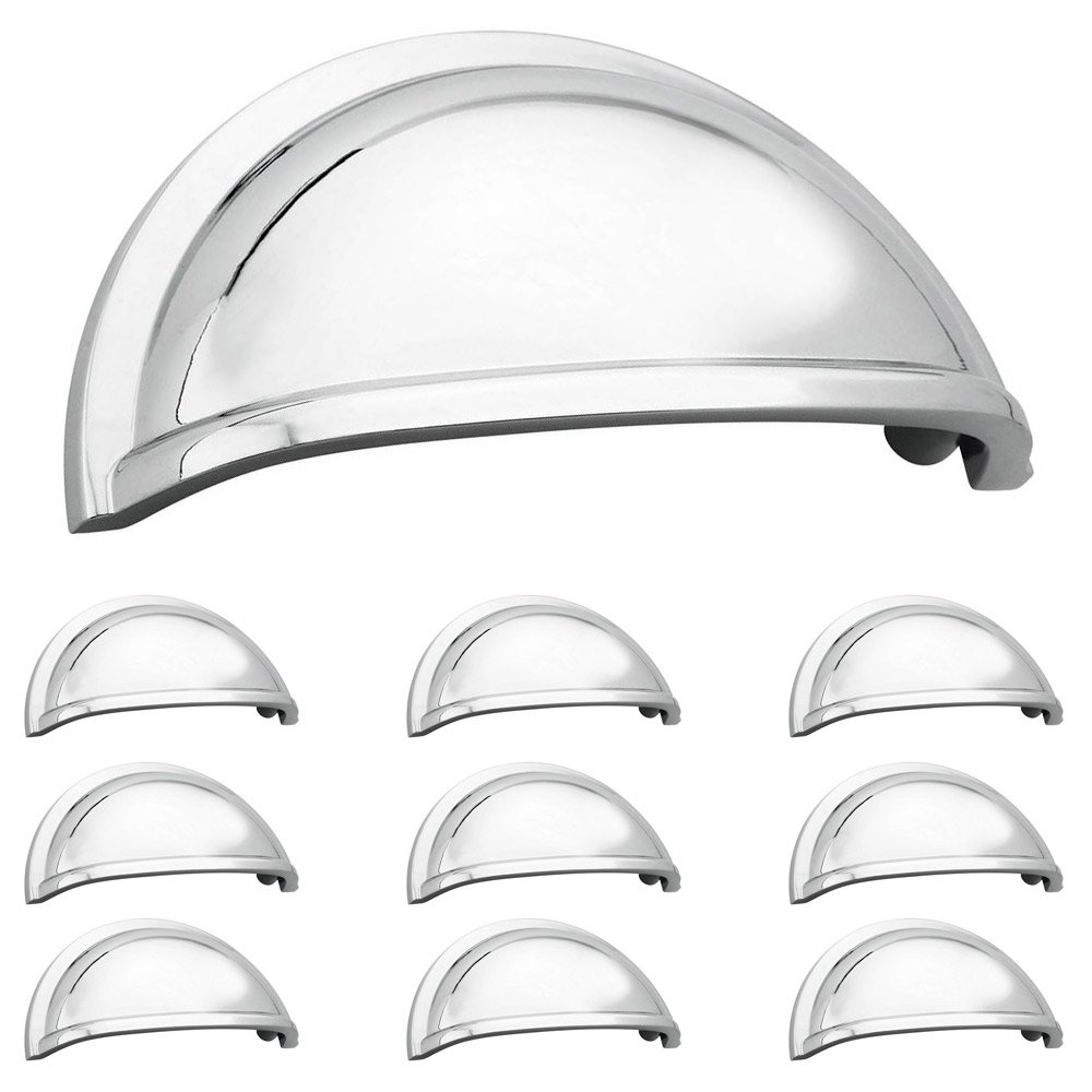 10 Pack of 3" Centers Allison Cup Pull in Polished Chrome