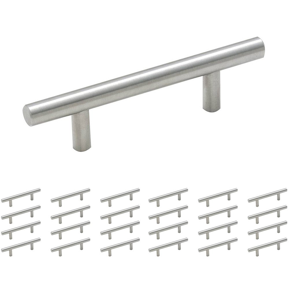 25 Pack of 3" Centers Carbon Steel Bar Pull in Sterling Nickel