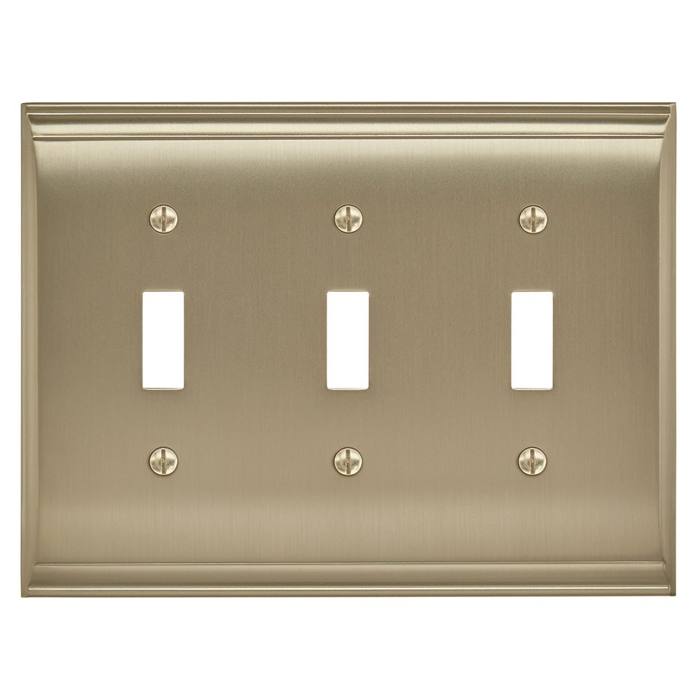 Triple Toggle Wall Plate in Golden Champagne
