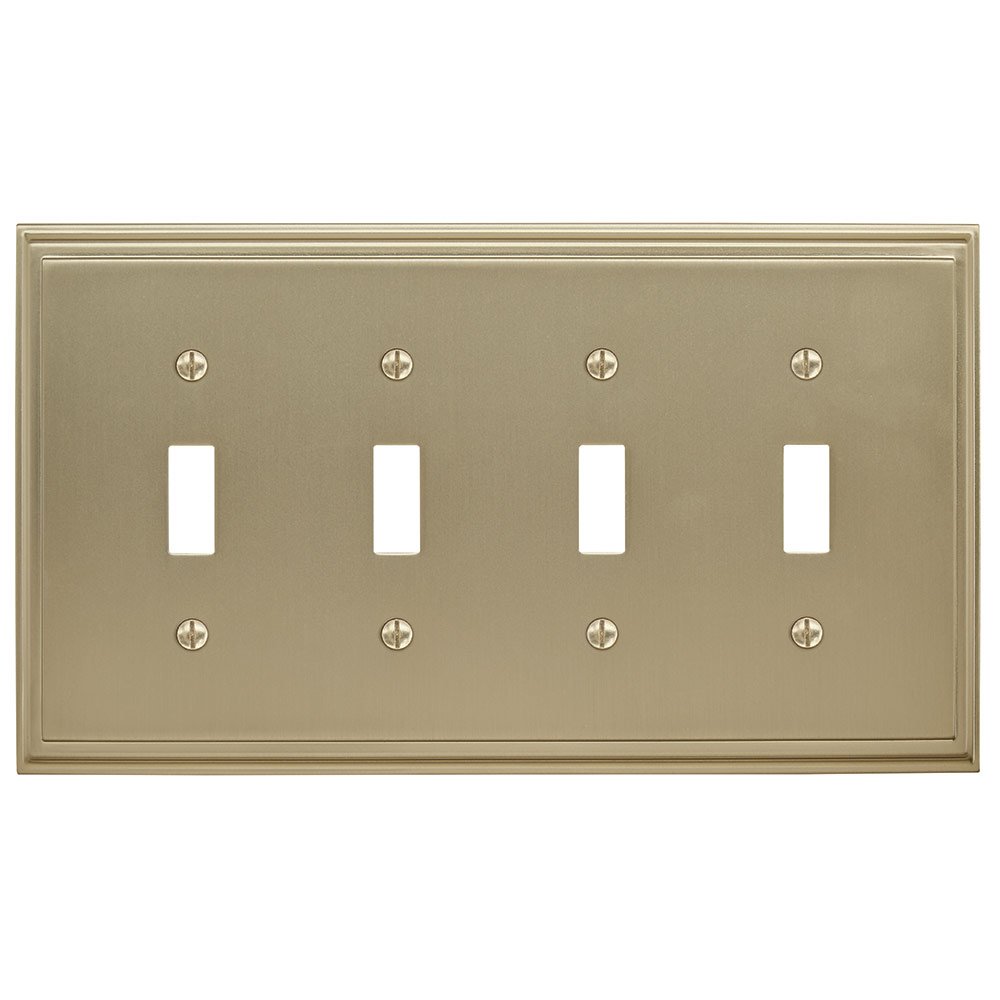 Quadruple Toggle Wall Plate in Golden Champagne