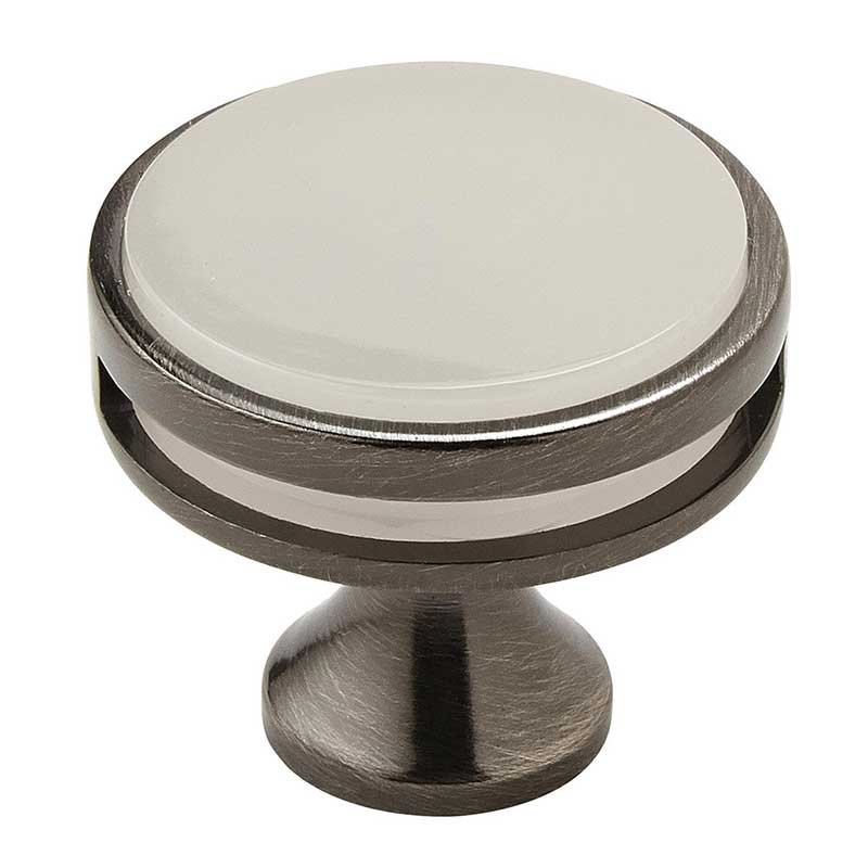 1 3/8" Diameter Knob in Gunmetal with Frosted Acrylic