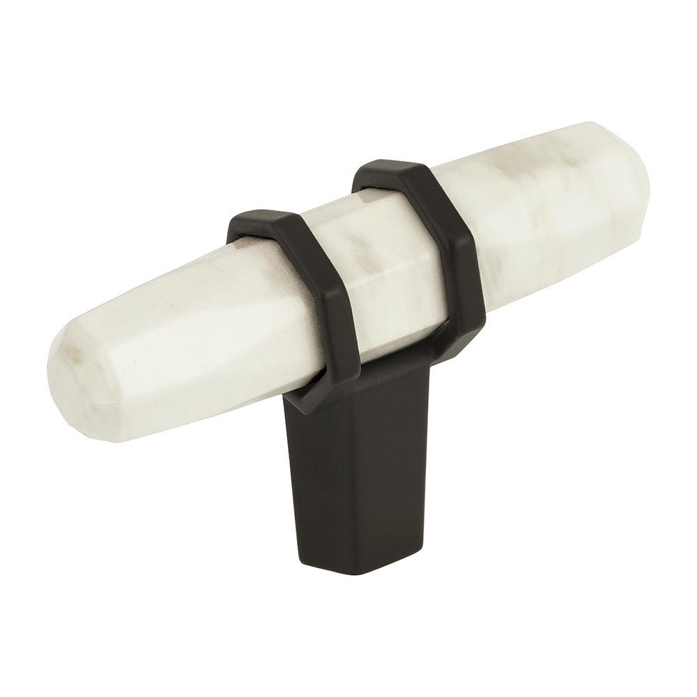 2 1/2" Long Cabinet Knob in Marble White/Black Bronze