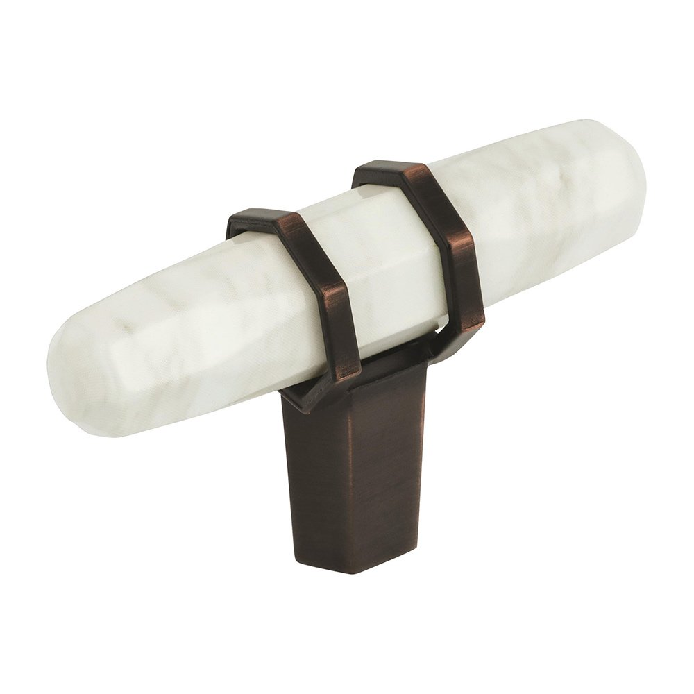 2 1/2" Long Cabinet Knob in Marble White/Oil-Rubbed Bronze