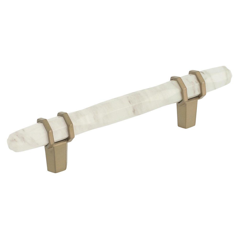 3 3/4" Centers Cabinet Handle in Marble White/Golden Champagne