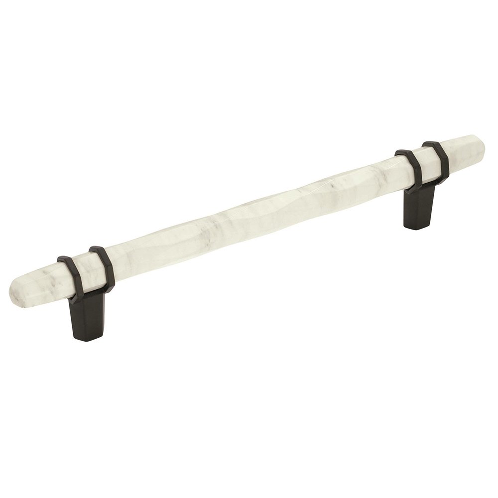 6 1/4" Centers Cabinet Handle in Marble White/Black Bronze Cabinet Pull