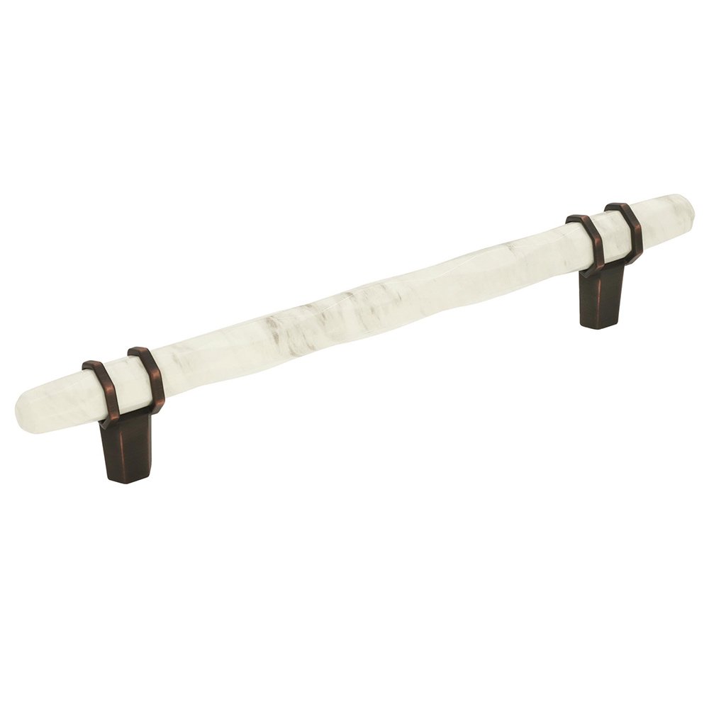 6 1/4" Centers Cabinet Handle in Marble White/Oil-Rubbed Bronze Cabinet Pull