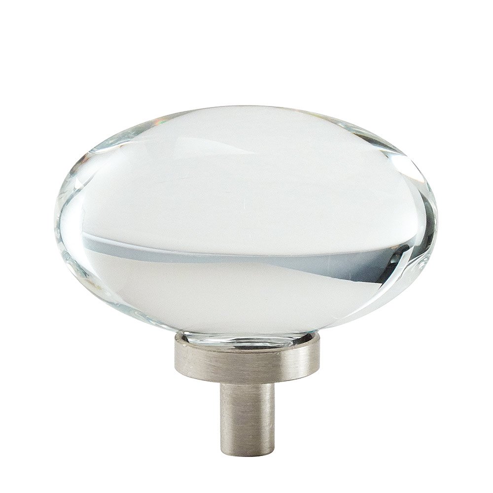 1 3/4" Oval Knob in Clear Glass/Satin Nickel