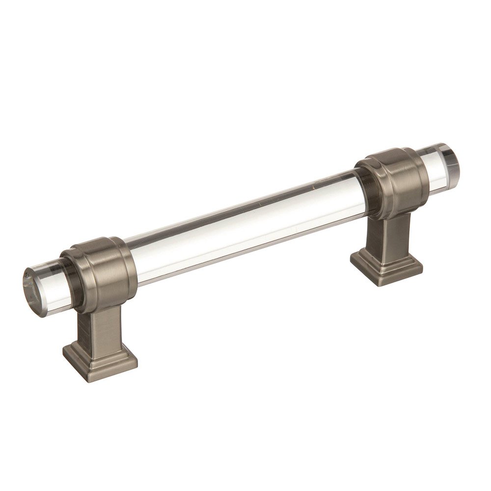 3 3/4" Centers Cabinet Pull in Clear/Satin Nickel