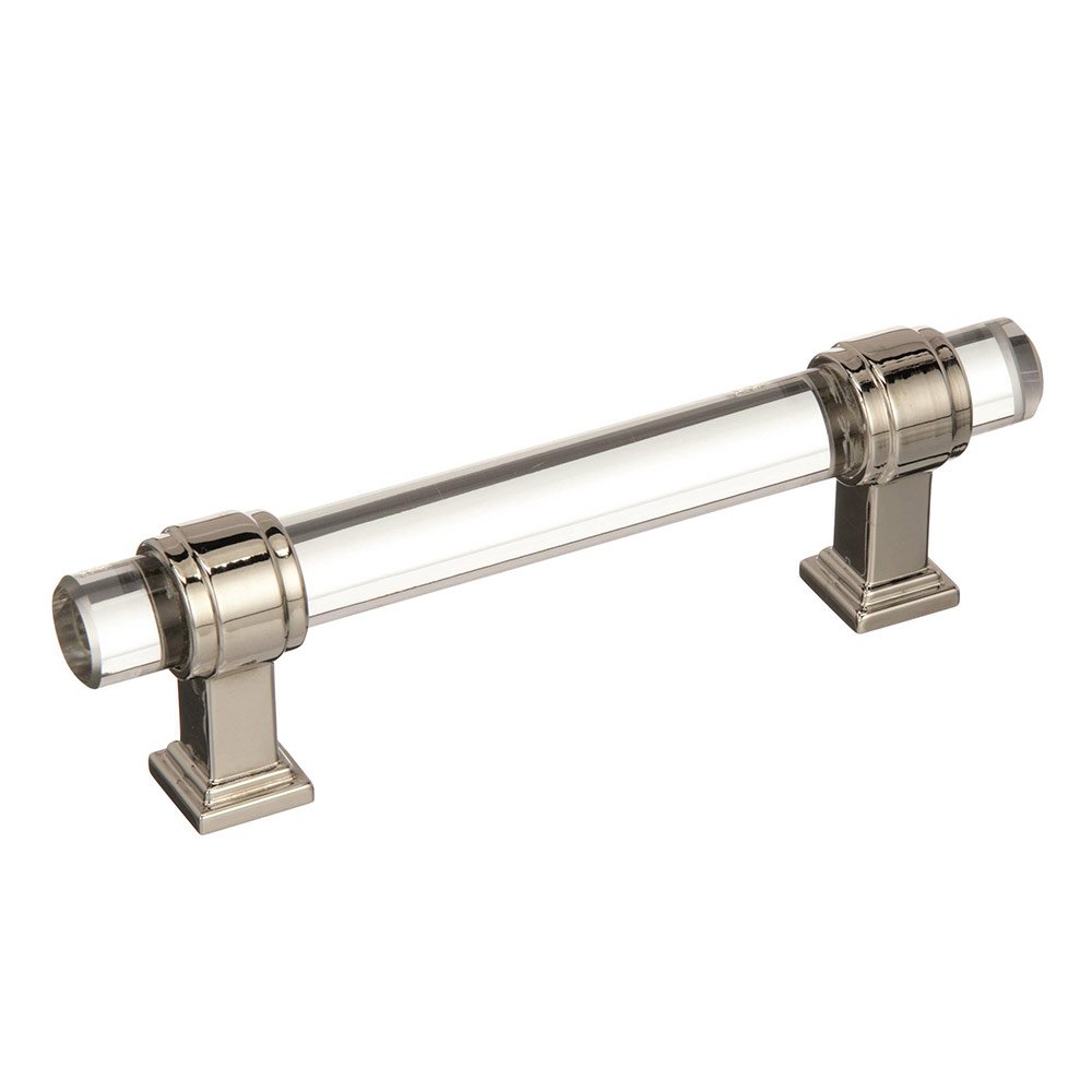 3 3/4" Centers Cabinet Pull in Clear/Polished Nickel