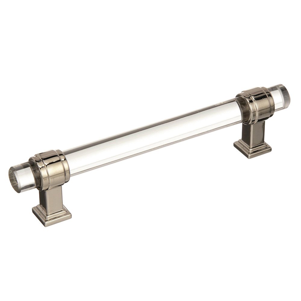 5" Centers Cabinet Pull in Clear/Polished Nickel