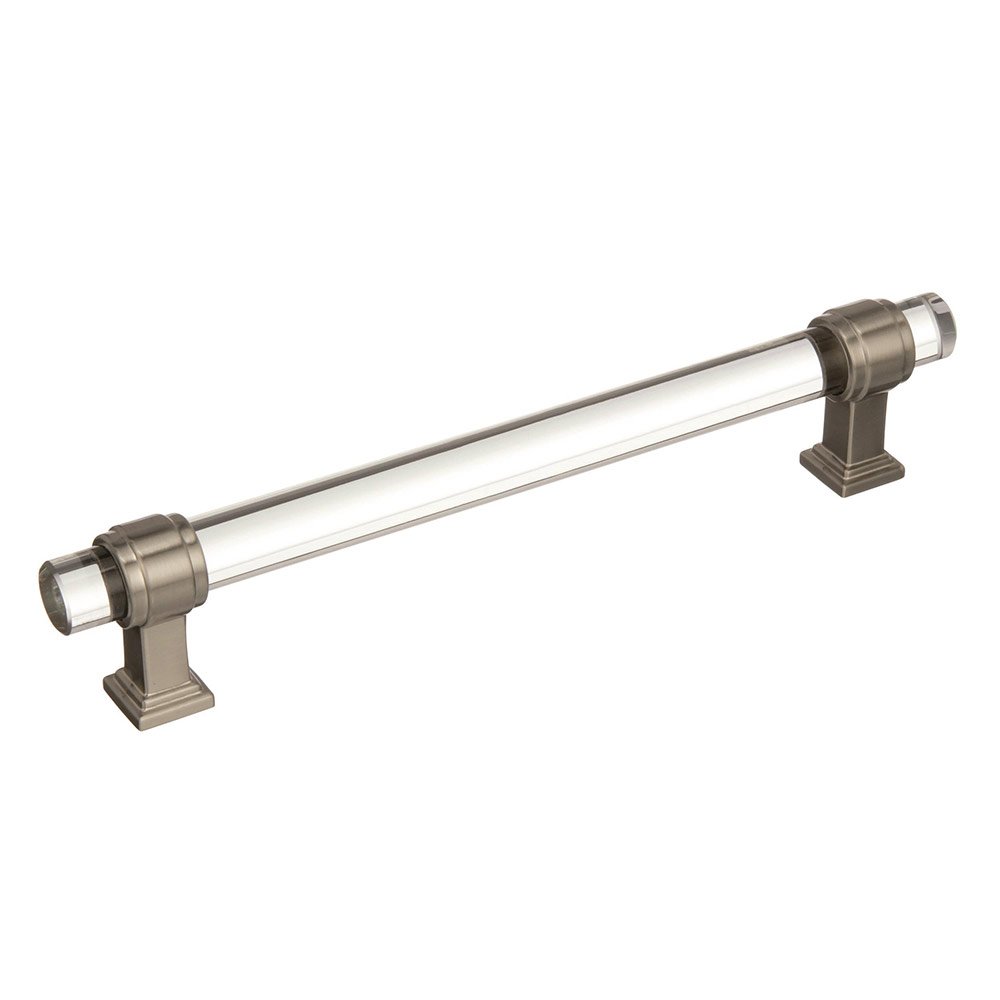 6 1/4" Centers Cabinet Pull in Clear/Satin Nickel