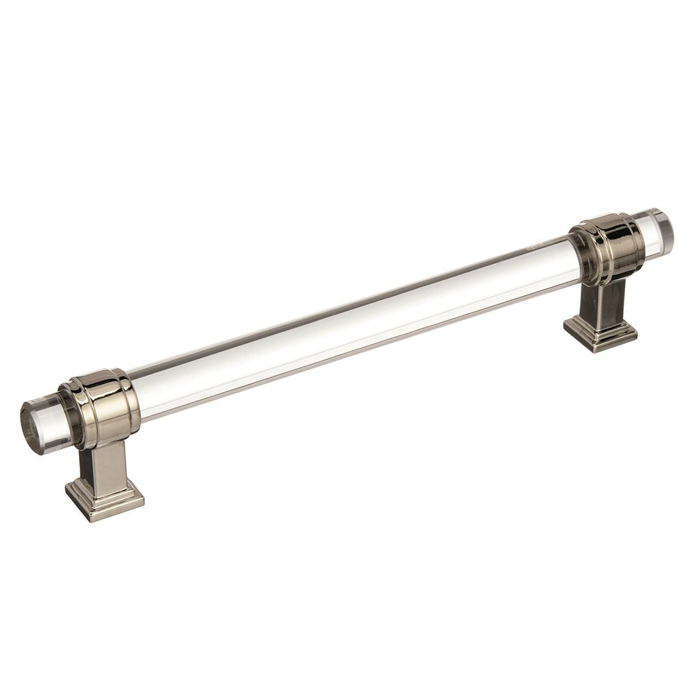 6 1/4" Centers Cabinet Pull in Clear/Polished Nickel