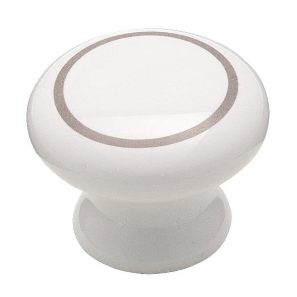 1 1/2" Diameter Oversized Knob in White with Gray Circle