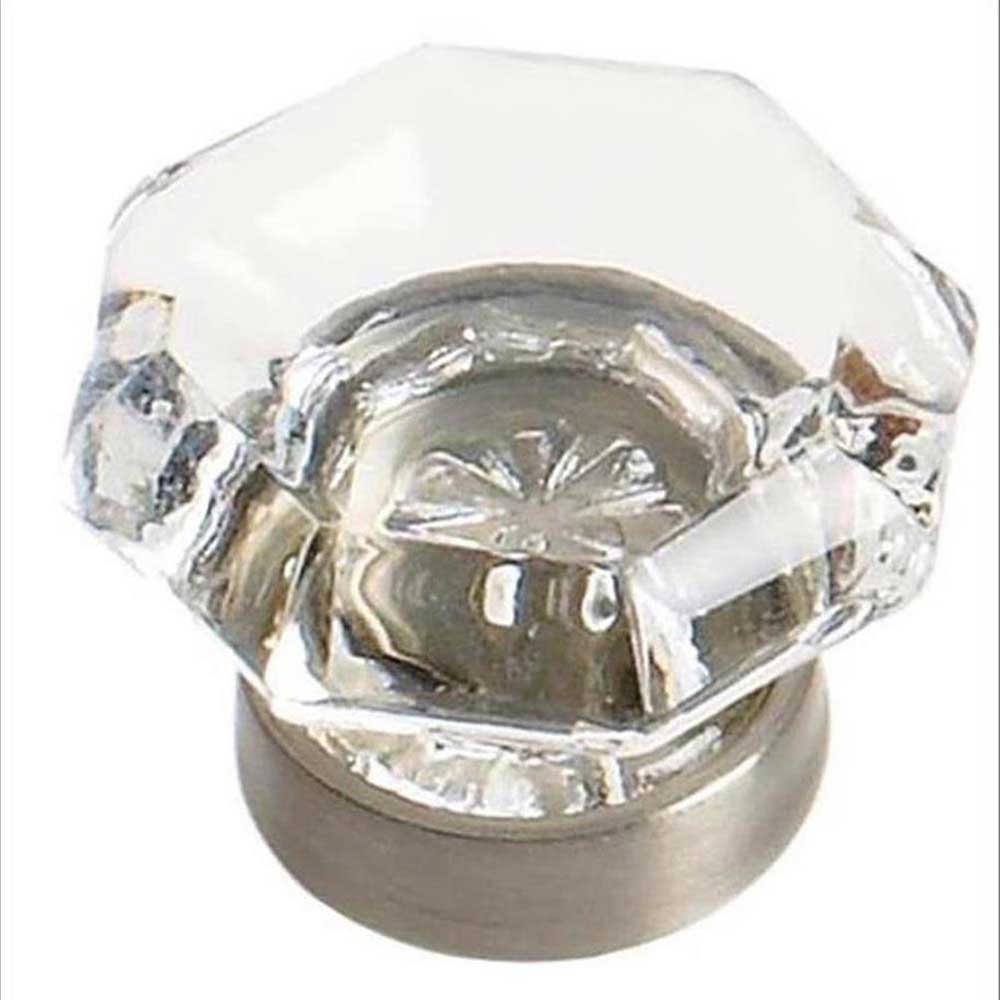 1 1/16" Glass Knob in Satin Nickel
