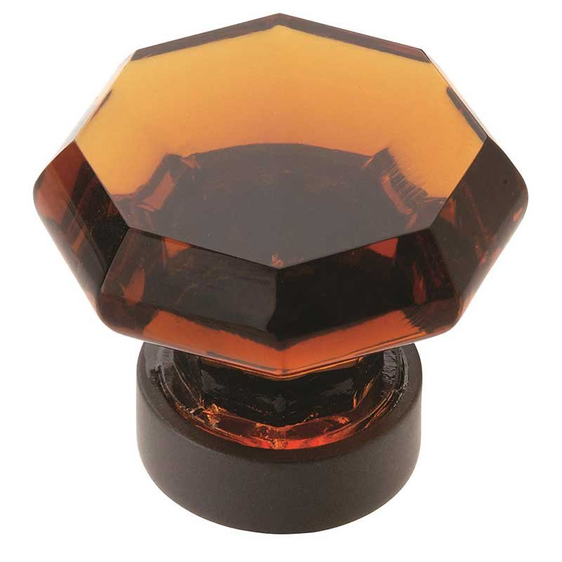 1 5/16" Diameter Glass Knob in Amber Glass and Black Bronze