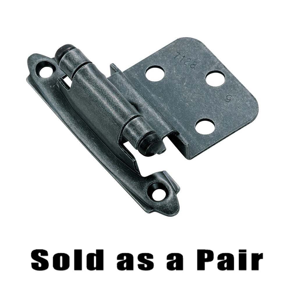 Self Closing Face Mount 3/8" Inset Hinge (Pair) in Wrought Iron