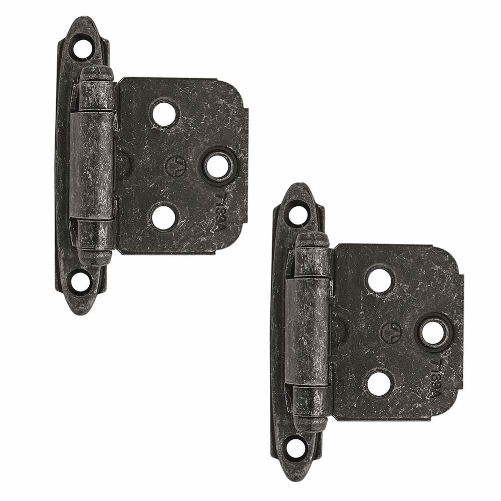 Self Closing Face Mount Overlay Variable Hinge (Pair) in Wrought Iron