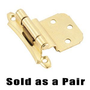 Self Closing Face Mount 3/8" Inset Hinge (Pair) in Bright Brass