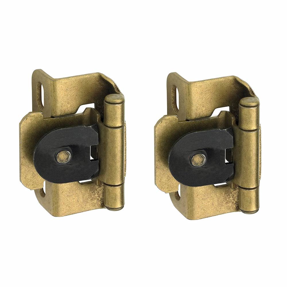Single Demountable, Partial Wrap, 1/2" Overlay Hinge (Pair) in Burnished Brass