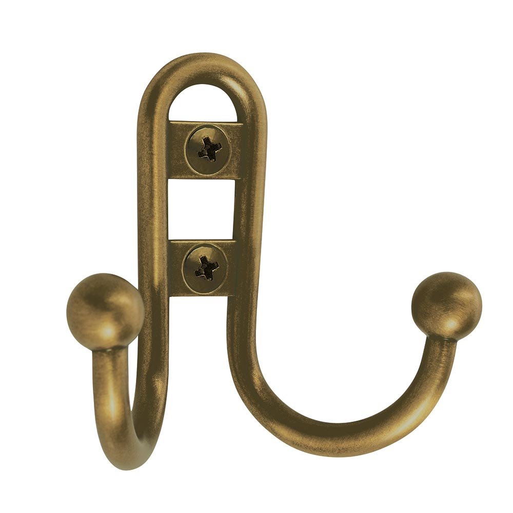 Double Prong Robe Hook in Gilded Bronze