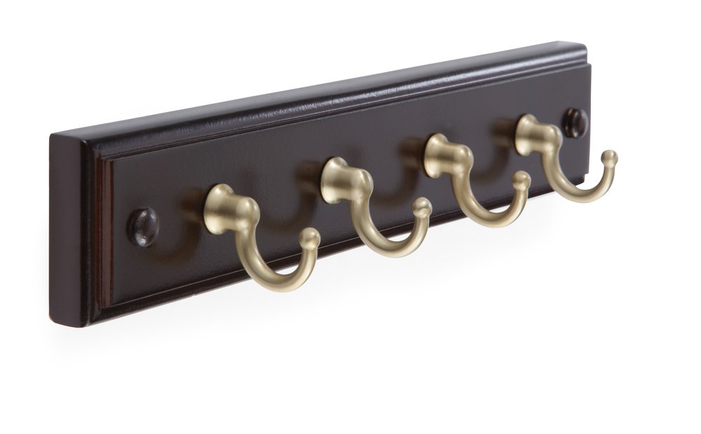 9" Quadruple Key & Gadget Classic Rack in Mahogany/Brushed Bronze