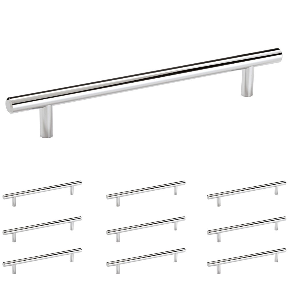 10 Pack of 7" Centers European Bar Pull in Polished Chrome