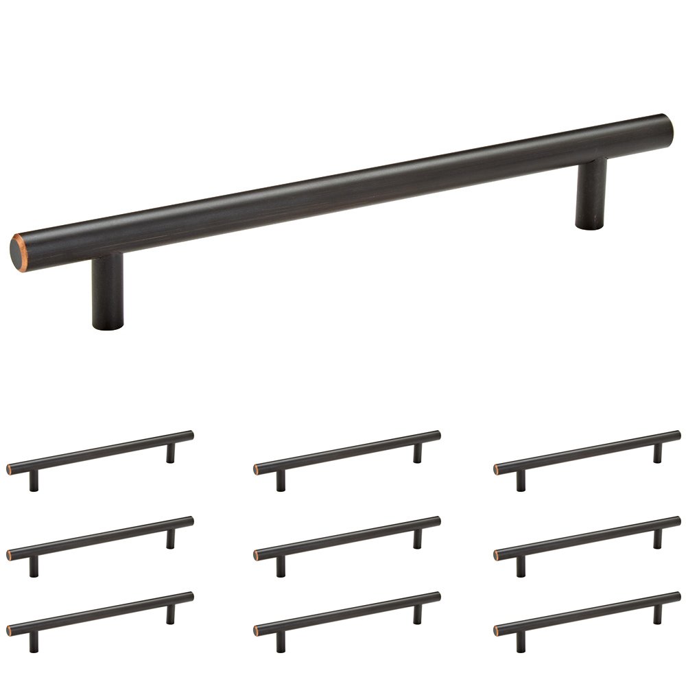 10 Pack of 7" Centers European Bar Pull in Oil Rubbed Bronze