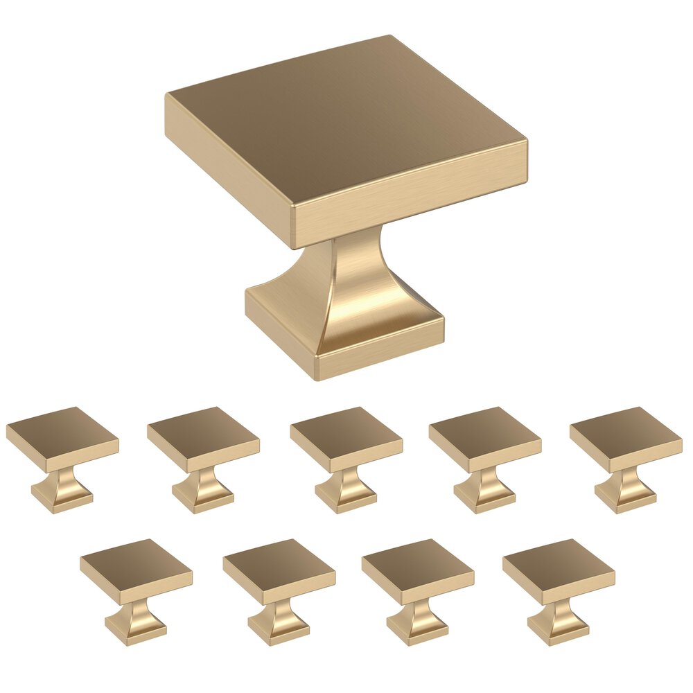 10 Pack 1-1/16" (27mm) Square Knob in Champagne Bronze