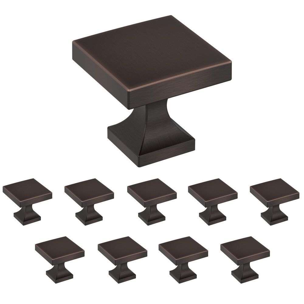 10 Pack 1-1/16" (27mm) Square Knob in Oil Rubbed Bronze