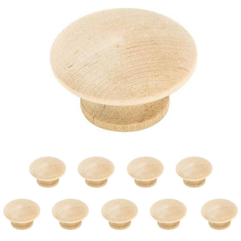 10 Pack of 1 1/2" Unfinished Birch Wood Knob