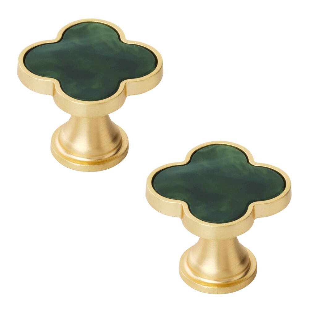 1-1/4 Inch (32Mm) Length Gold/Emerald Green Cabinet Knob  (Sold As A Pair)