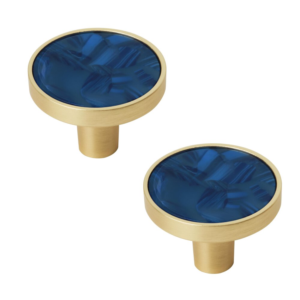 1-1/4 Inch (32Mm) Diameter Gold/Navy Blue Cabinet Knob  (Sold As A Pair)