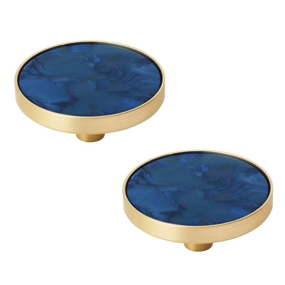 2 Inch (51Mm) Diameter Gold/Navy Blue Cabinet Knob  (Sold As A Pair)