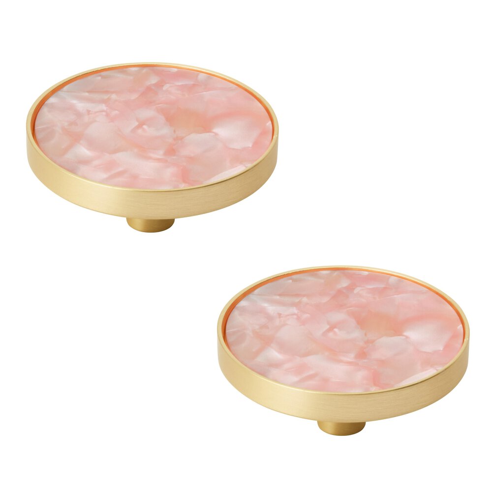 2 Inch (51Mm) Diameter Gold/Pink Cabinet Knob  (Sold As A Pair)